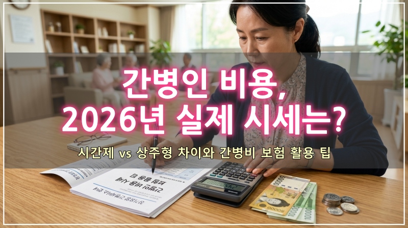 2026년 최신 간병인 일당 시세와 간병 보험 혜택을 비교 분석하는 이미지
