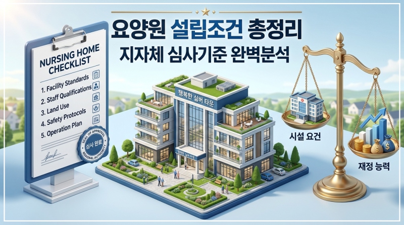 지자체별 장기요양기관 지정 심사기준표에 따른 부채 비율 및 소유권 확보 가이드 이미지