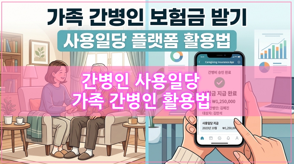 간병인 매칭 플랫폼을 활용한 가족 간병인 보험금 청구 절차와 180일 면책 기간 안내 인포그래픽