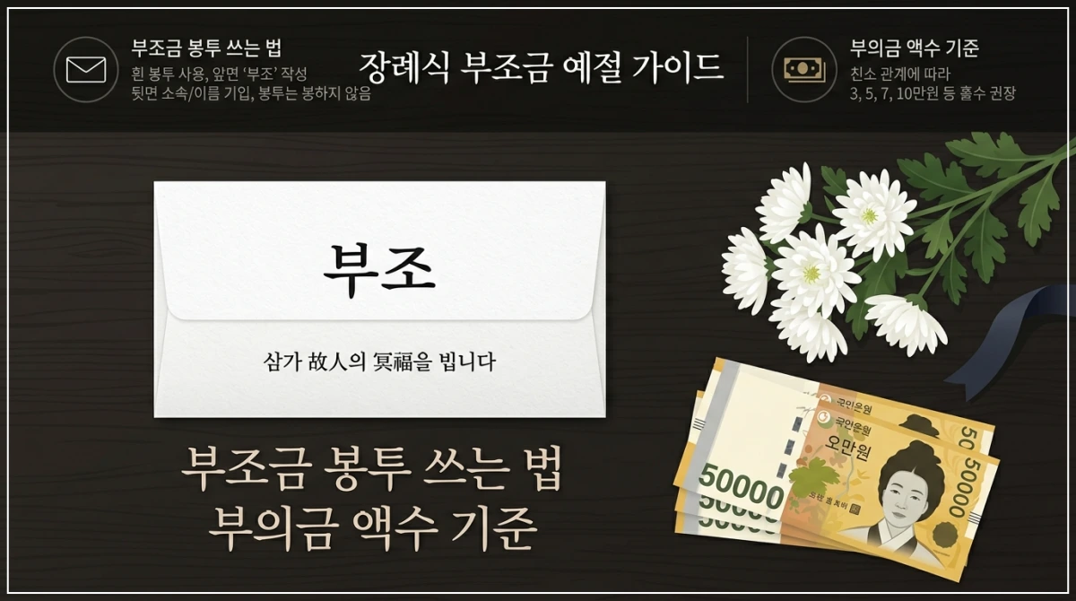 부조금 뜻 봉투 쓰는 법 한자 위치 및 관계별 부의금 액수 결정 기준 안내