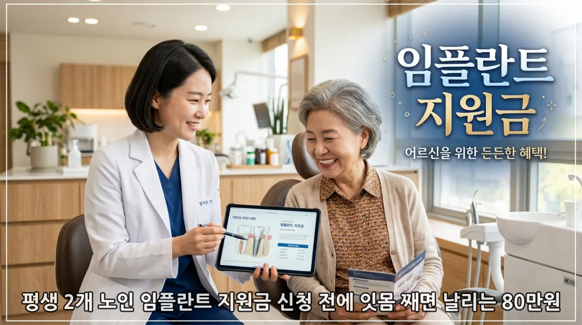 만 65세 이상 노인 건강보험 임플란트 지원금 조건 및 소득 분위별 감경기준 안내 이미지