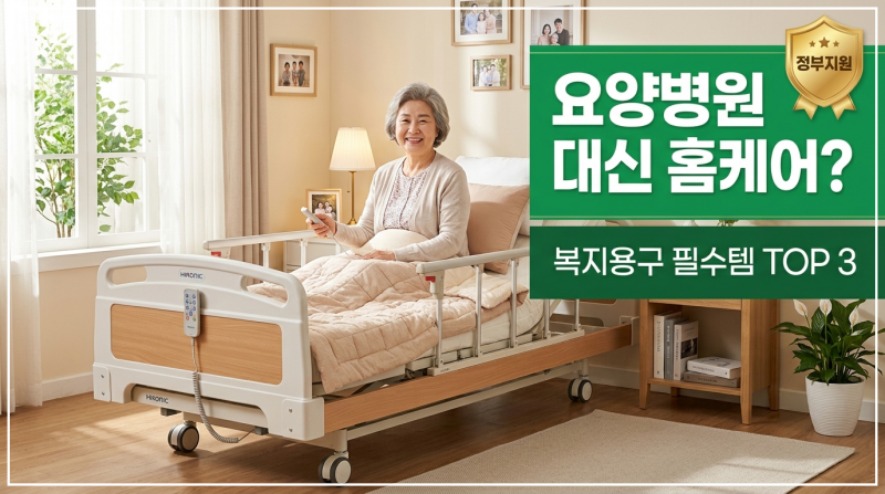 요양병원 대신 집에서 사용하는 복지용구 전동침대 대여 및 안전손잡이 설치 안내 이미지