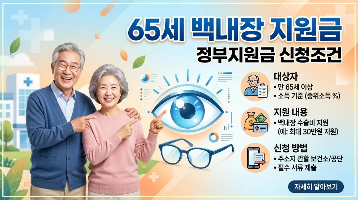 65세 이상 어르신 백내장 수술비 정부지원금 신청 조건 및 지역별 지원 금액 안내 인포그래픽 썸네일