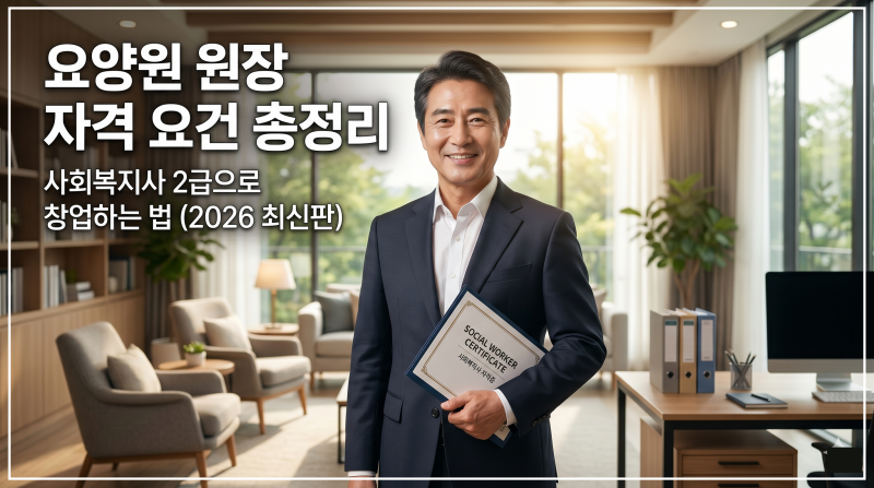 요양원 원장 자격 및 사회복지사 2급 창업 요건을 설명하는 전문적인 노인의료복지시설 시설장 이미지