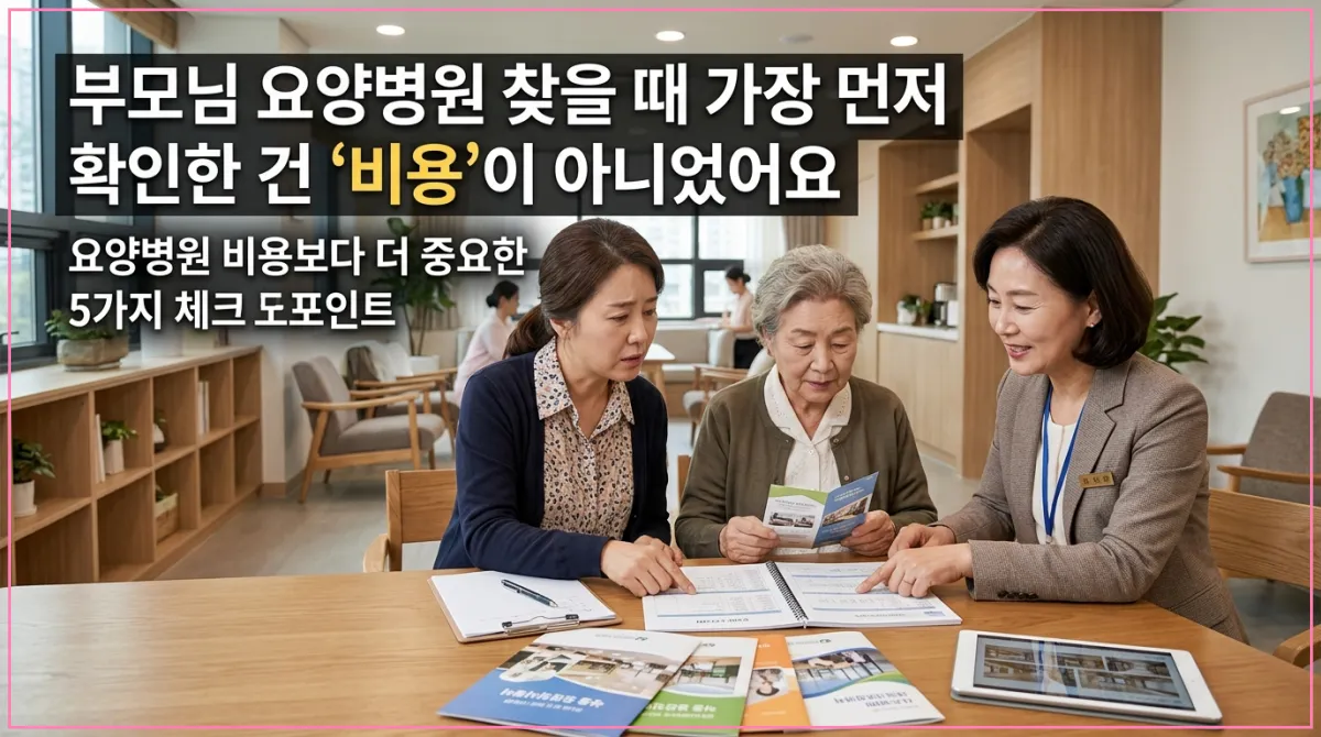 부모님 요양원 선택 시 비용보다 중요한 입소 체크포인트를 상담하는 보호자 모습